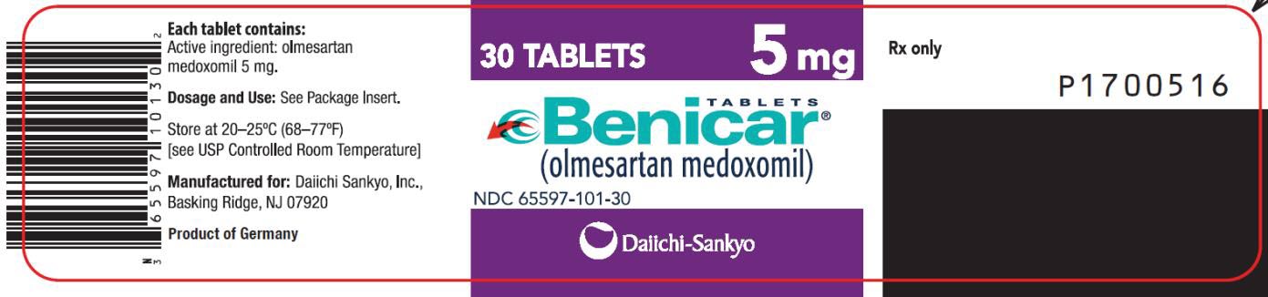 PRINCIPAL DISPLAY PANEL NDC 65597-101-30 TABLETS Benicar (olmesartan medoxomil) 5 mg 30 TABLETS Rx Only