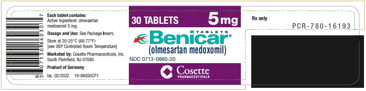 PRINCIPAL DISPLAY PANEL NDC 0713-0860-30 TABLETS Benicar (olmesartan medoxomil) 5 mg 30 TABLETS Rx only
