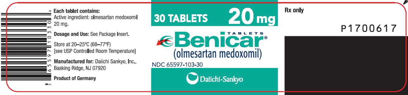 PRINCIPAL DISPLAY PANEL NDC 65597-103-30 TABLETS Benicar (olmesartan medoxomil) 20 mg 30 TABLETS Rx Only