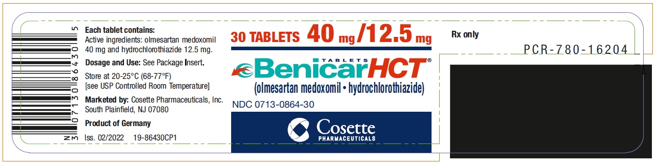 PRINCIPAL DISPLAY PANEL NDC 0713-0864-30 TABLETS Benicar HCT (olmesartan medoxomil and hydrochlorothiazide) 40 mg / 12.5 mg 30 TABLETS Rx only
