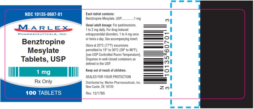 PRINCIPAL DISPLAY PANEL
NDC 10135-0607-01
Benztropine
Mesylate
Tablets,USP
1 mg
100 Tablets
Rx Only
