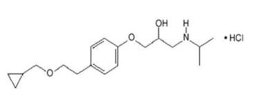 The following chemical structure of Betaxolol is a β1-selective (cardioselective) adrenergic receptor blocking agent available as 10-mg and 20-mg  tablets  for oral administration. Betaxolol is chemically described as 2-propanol,1-[4-[2- (cyclopropylmethoxy)ethyl]phenoxy]-3-[(1-methylethyl)amino]-,hydrochloride,(±). 
