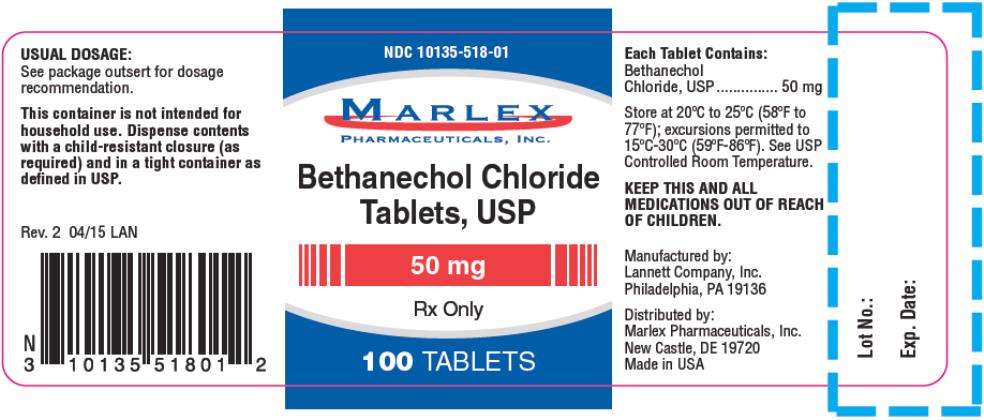 PRINCIPAL DISPLAY PANEL
NDC 10135-518-01
Bethanechol Chloride
Tablets, USP
50 mg
Rx Only
100 TABLETS
