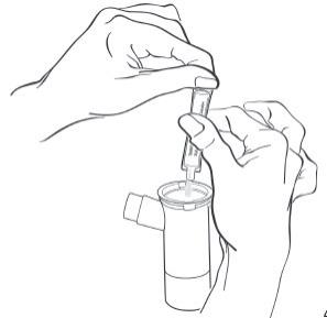 Transferring BETHKIS medicine from the ampule into the Nebulizer Cup