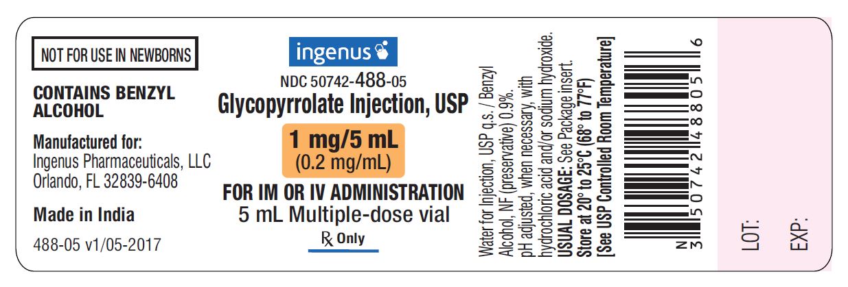 Glycopyrrolate Injection USP, 1 mg/ 5 mL - Vial Label
