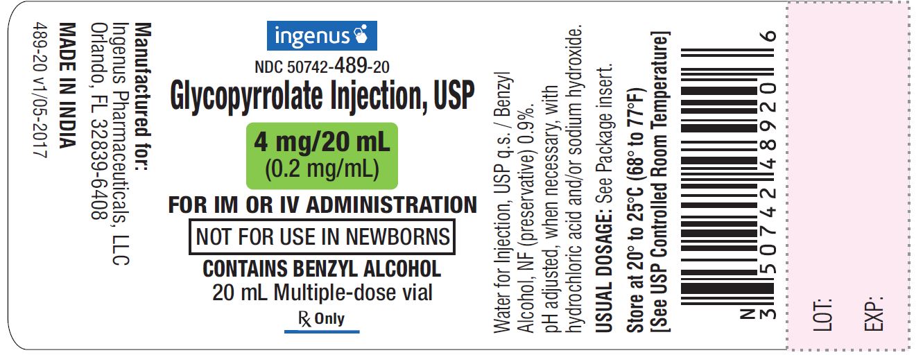 Glycopyrrolate Injection USP, 4 mg/ 20 mL - Vial Label