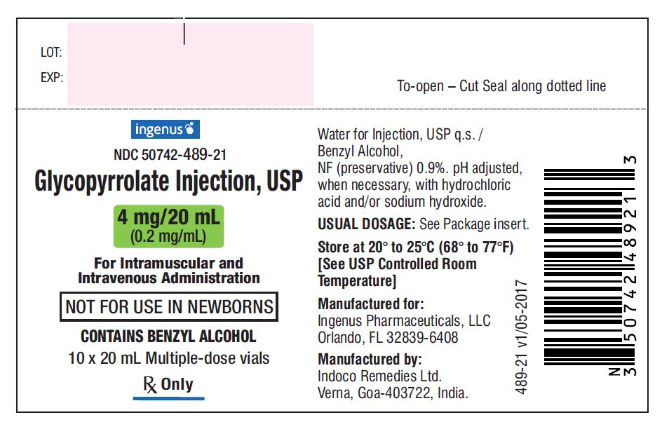 Glycopyrrolate Injection USP, 4 mg/ 20 mL - Carton Label