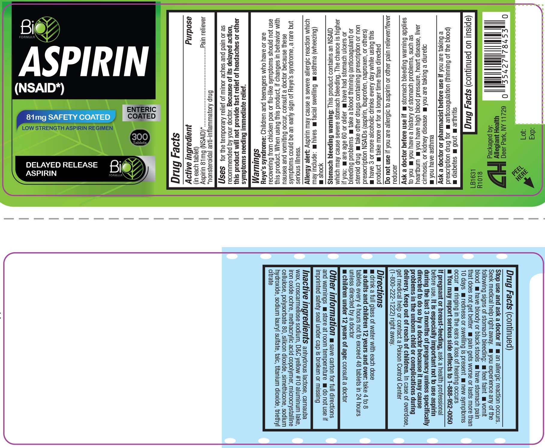Bio Formula Aspirin 81mg Label 300ct