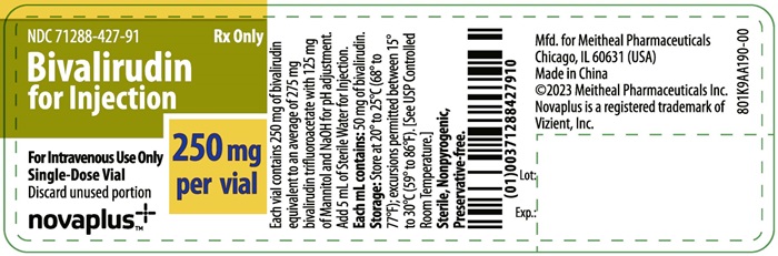 Principal Display Panel – Bivalirudin for Injection 250 mg Vial Label