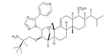 The chemical structure of Ibrexafungerp is designated chemically as (1S,4aR,6aS,7R,8R,10aR,10bR,12aR,14R,15R)-15-[(2R)-2-amino-2,3,3-trimethylbutoxy]-1,6a,8,10a-tetramethyl-8-[(2R)-3-methylbutan-2-yl]