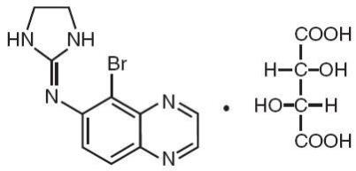The structural formula of brimonidine tartrate.