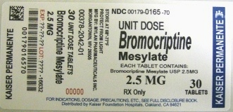 Bromocriptine Mesylate Tablets, USP 2.5 mg Bottle Label