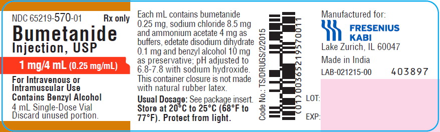 Principal Display Panel – Bumetanide 1 mg/4 mL Vial Label
