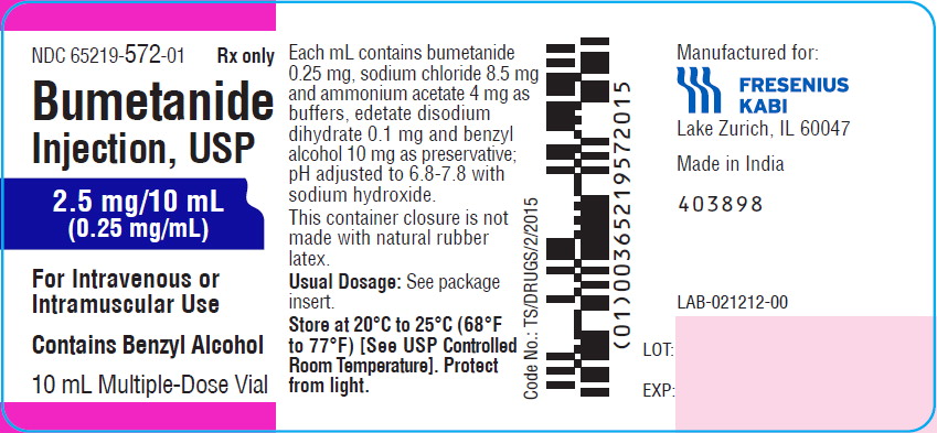 Principal Display Panel – Bumetanide 2.5 mg/10 mL Vial Label
