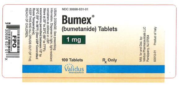 NDC 30698-631-01
Bumex®
(bumetanide) Tablets
1 mg
100 Tablets
Rx Only
