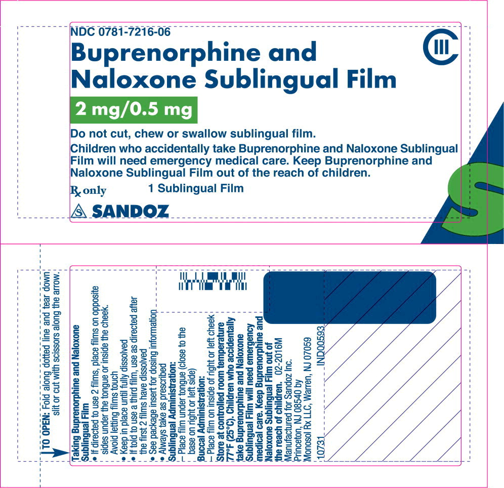 Principal Display Panel - Buprenorphine and Naloxone Sublingual Film 2 mg/0.5 mg Pouch Label
