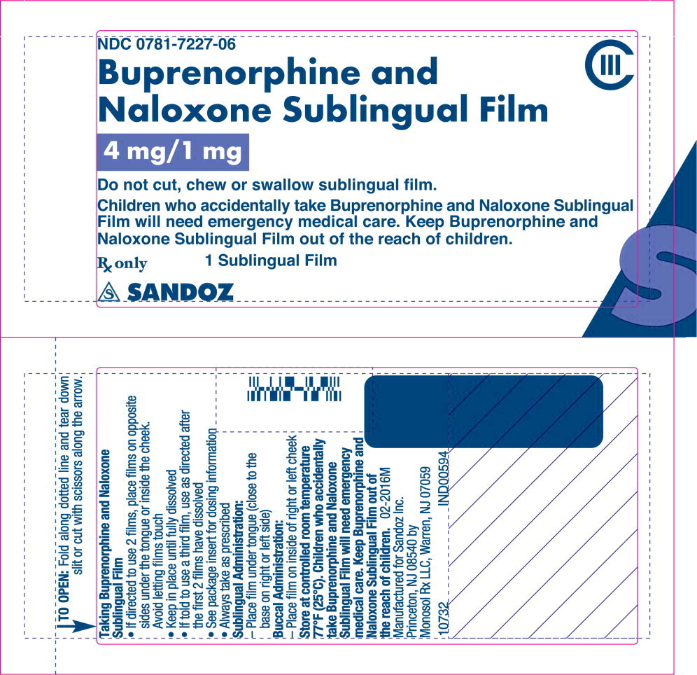 Principal Display Panel - Buprenorphine and Naloxone Sublingual Film 4 mg/1 mg Pouch Label
