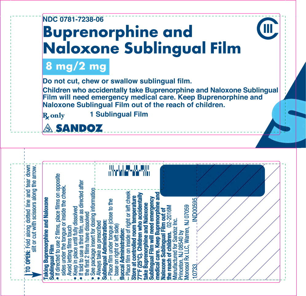 Principal Display Panel - Buprenorphine and Naloxone Sublingual Film 8 mg/2 mg Pouch Label
