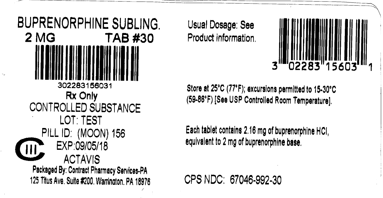 PRINCIPAL DISPLAY PANEL NDC 0228-3156-03 Buprenorphine Sublingual Tablets 2 mg 30 Tablets Rx Only