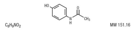 The following structural formula for Acetaminophen (4'hydroxyacetanilide), is a non-opiate, non-salicylate analgesic and antipyretic.