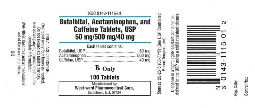 NDC 0143-1115-01
Butalbital, Acetaminophen, and 
Caffeine Tablets, USP
50 mg/500 mg/40 mg
Rx Only
100 Tablets
