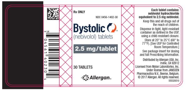 PRINCIPAL DISPLAY PANEL
Rx ONLY
NDC 0456-1402-30 
Bystolic®
(nebivolol) tablets 
2.5 mg/tablet
30 TABLETS
Allergan™
