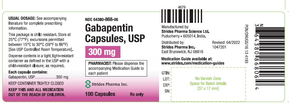 Gabapentin Capsules 300mg - 100S - HDPE Bottle Label