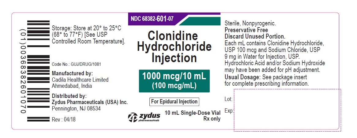 Clonidine Hydrochloride Injection, 0.1mg/mL, vial Label