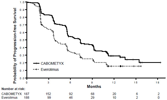 image of Kaplan-Meier Curves of Progression-Free Survival in METEOR (First 375 Randomized)