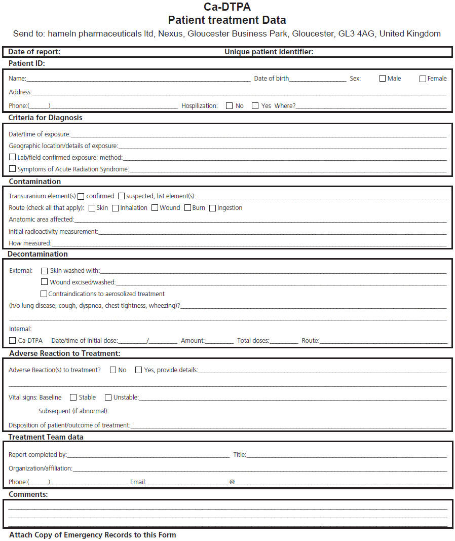 Patient Treatment Data Form