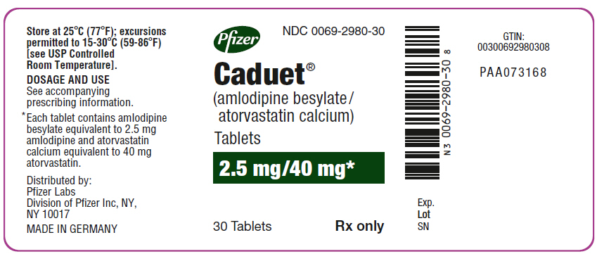 PRINCIPAL DISPLAY PANEL - 2.5 mg/40 mg Tablet Bottle Label