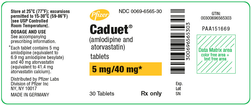 PRINCIPAL DISPLAY PANEL - 5 mg/40 mg Tablet Bottle Label - 6565-30
