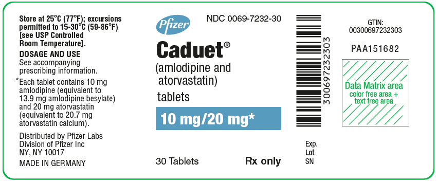 PRINCIPAL DISPLAY PANEL - 10 mg/20 mg Tablet Bottle Label - 7232-30