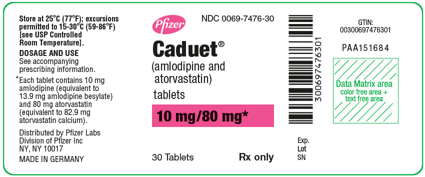 PRINCIPAL DISPLAY PANEL - 10 mg/80 mg Tablet Bottle Label - 7476-30