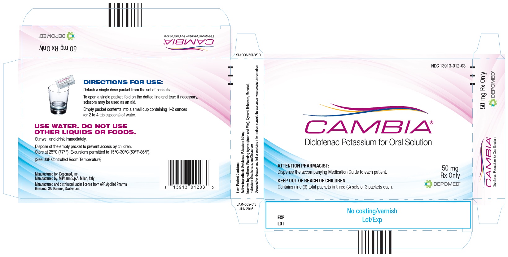 Cambia 50 mg Box of 9 Packets