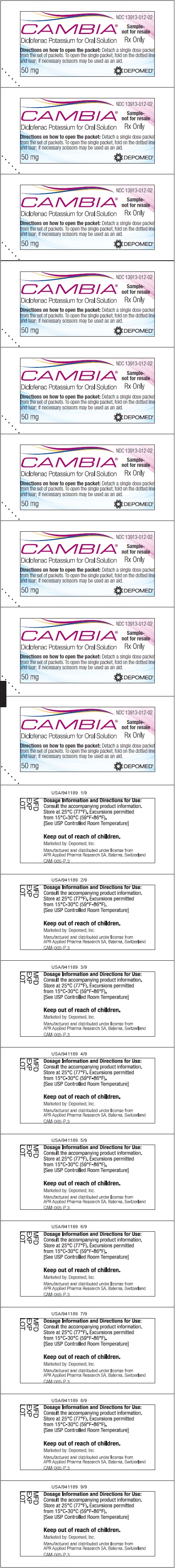 Cambia 50 mg rx only sachet (Sample - Not for Resale)