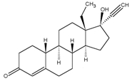 Structural formula of ethinyl estradiol