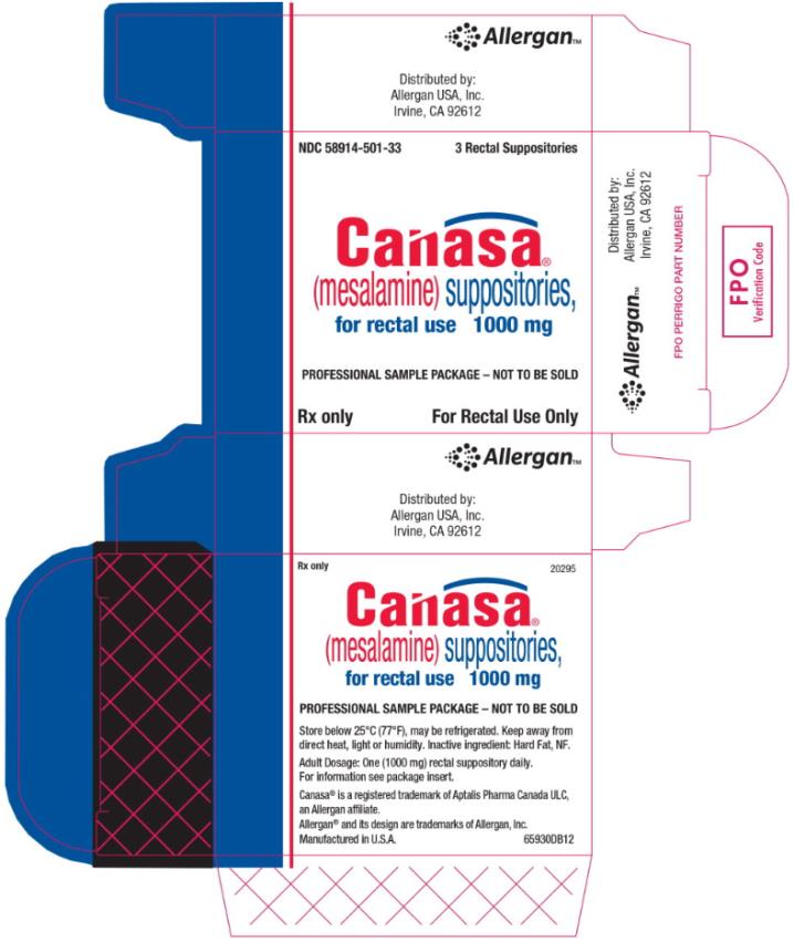 PRINCIPAL DISPLAY PANEL
NDC 58914-501-33
3 Rectal Suppositories
Canasa
(mesalamine) suppositories
for rectal use 1000 mg
Rx Only
