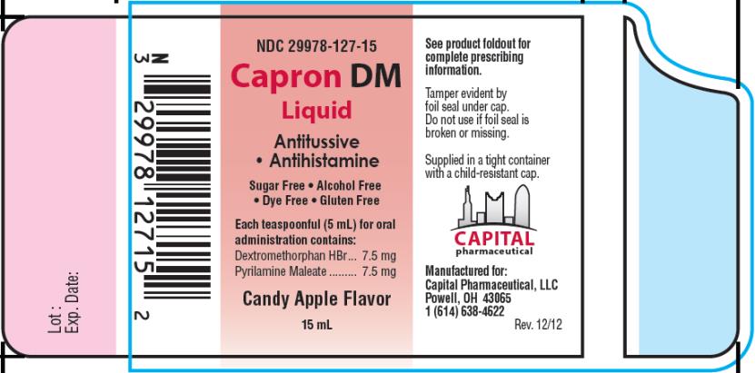 PRINCIPAL DISPLAY PANEL
NDC 29978-127-15
Capron DM
Liquid
Candy Apple Flavor
15 mL
