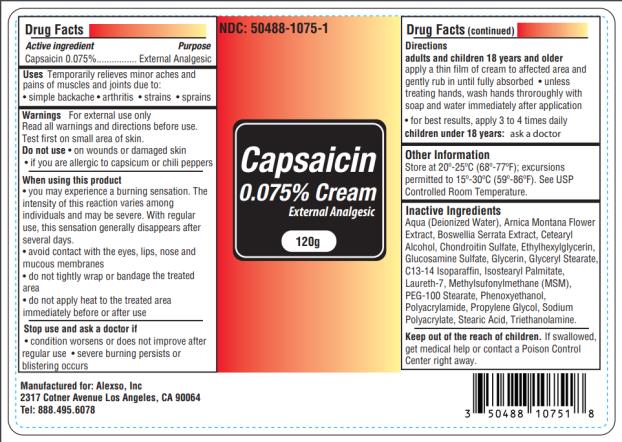 Capsaicin 0.075% Cream
NDC 50488-1075-6
120 grams

Alexso, Inc

