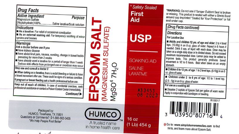 Humco Epson Salt | Magnesium Sulfate Powder, For Solution Breastfeeding