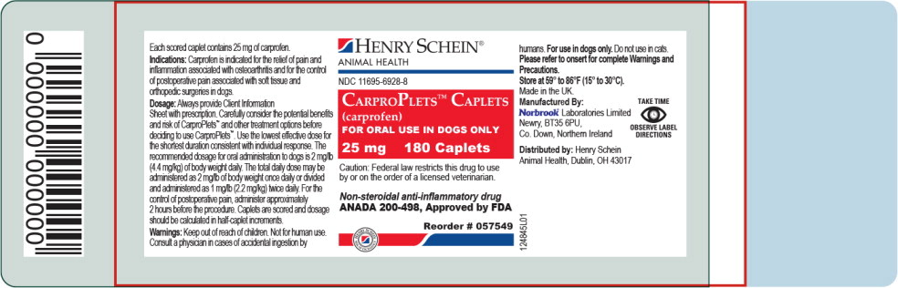 Principal Display Panel - Carproplets 25 mg 180 Caplets Bottle Label
