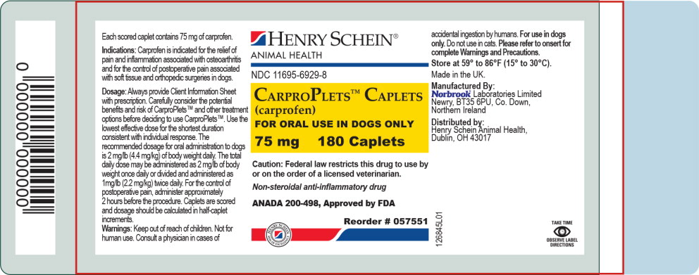 Principal Display Panel - Carproplets 75 mg 180 Caplets Bottle Label
