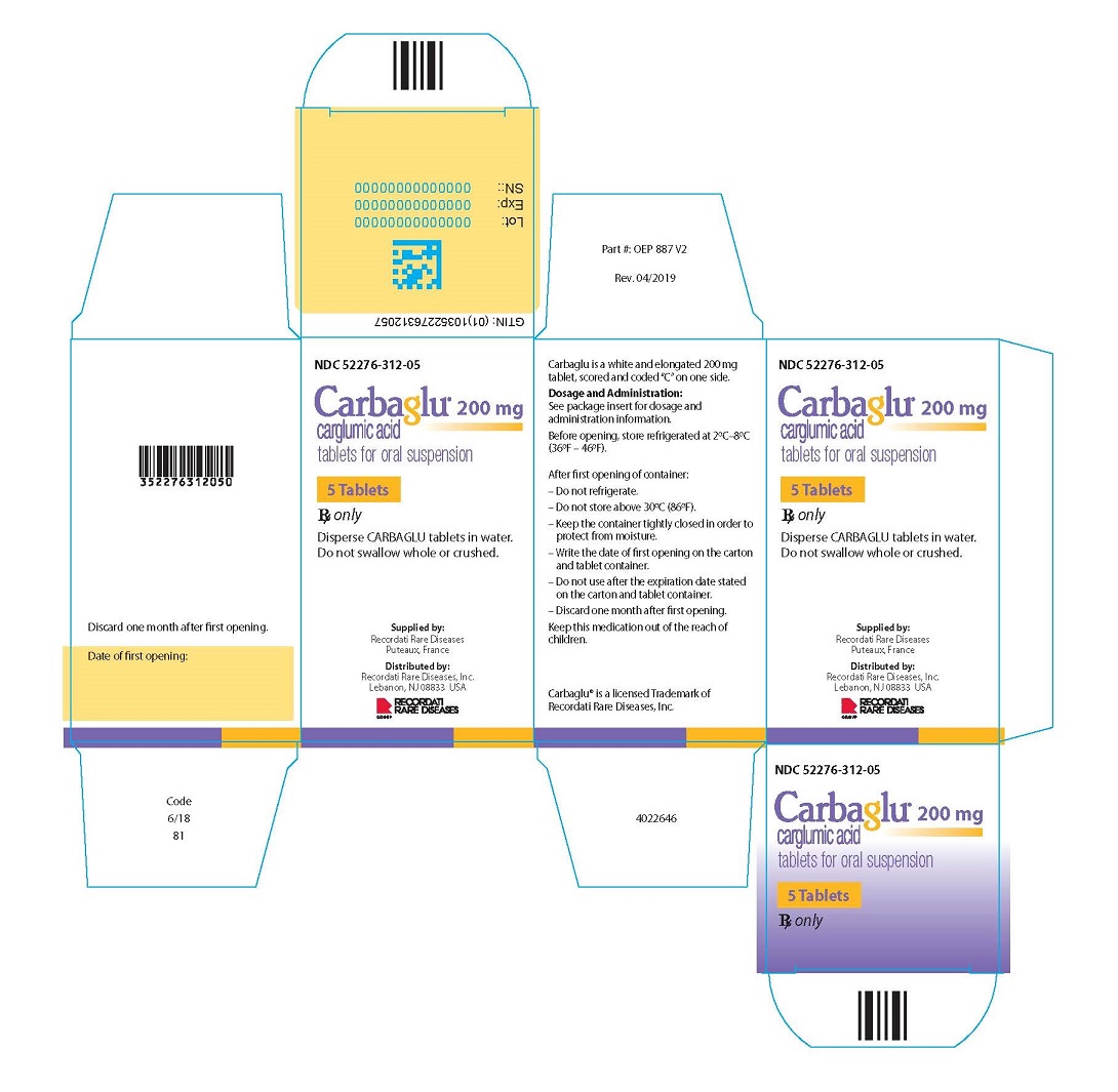 Carbaglu carton label - 5 Tablets