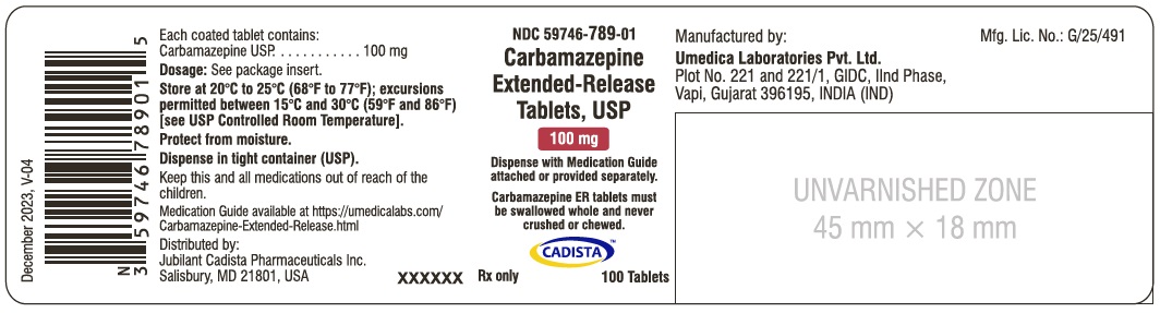 Carbamazepine Extended-Release Tablets USP, 100 mg - NDC 59746-789-01 - 100's Bottle Label
