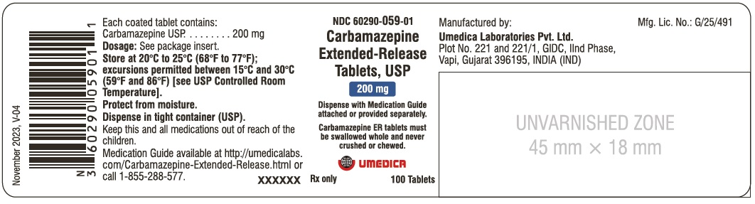 Carbamazepine Extended-Release Tablets USP, 200 mg - NDC 60290-059-01 - 100's Bottle Label