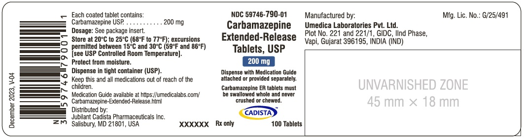 Carbamazepine Extended-Release Tablets USP, 200 mg - NDC 59746-790-01 - 100's Bottle Label