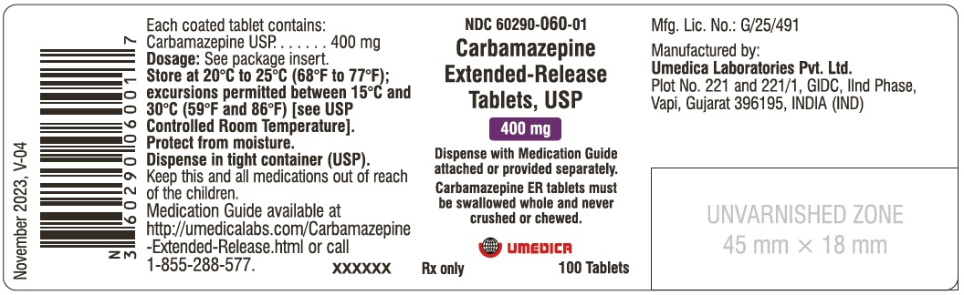 Carbamazepine Extended-Release Tablets USP, 400 mg- NDC 60290-060-01 - 100's Bottle Label