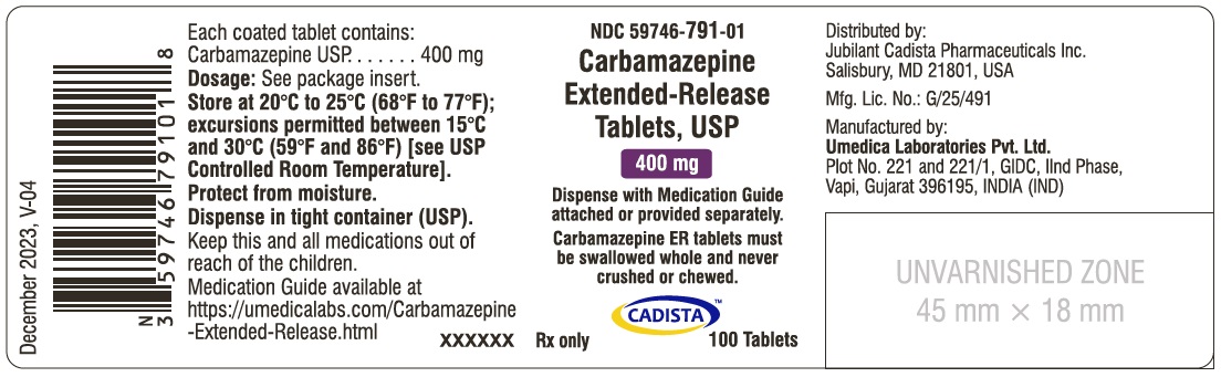 Carbamazepine Extended-Release Tablets USP, 400 mg- NDC 59746-791-01 - 100's Bottle Label
