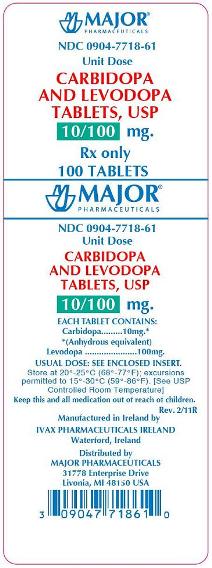 Carbidopa and Ledopa 10 mg and 100 mg Tabs